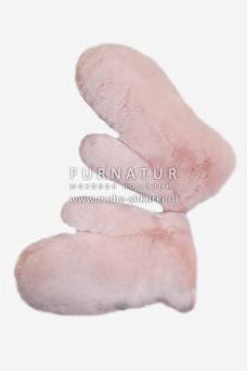 Варежки объемные из меха кролика рекс розового