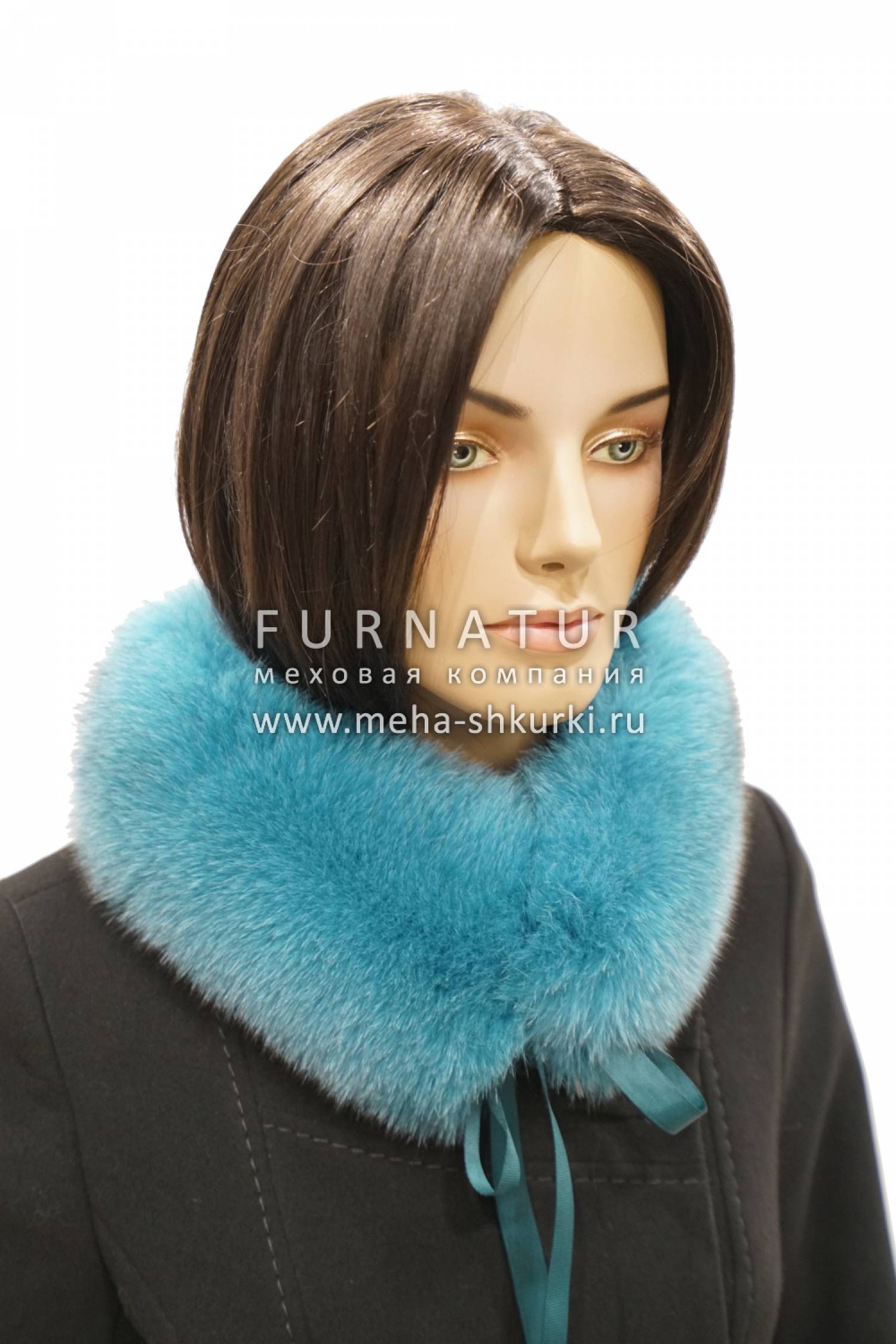 Воротник-стойка из песца бирюзового - купить оптом или в розницу