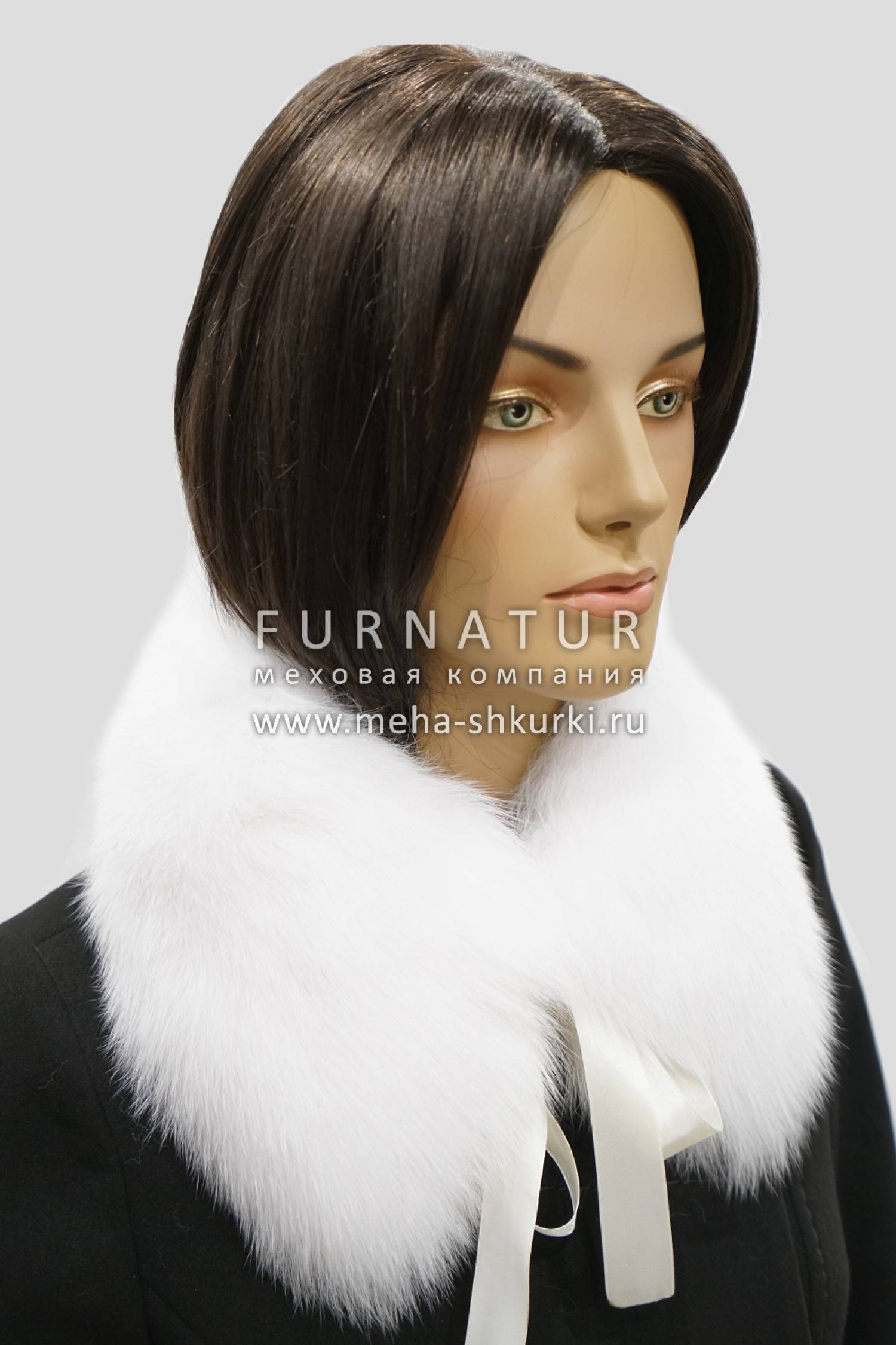 Отложной воротник малый из песца белого - купить оптом или в розницу